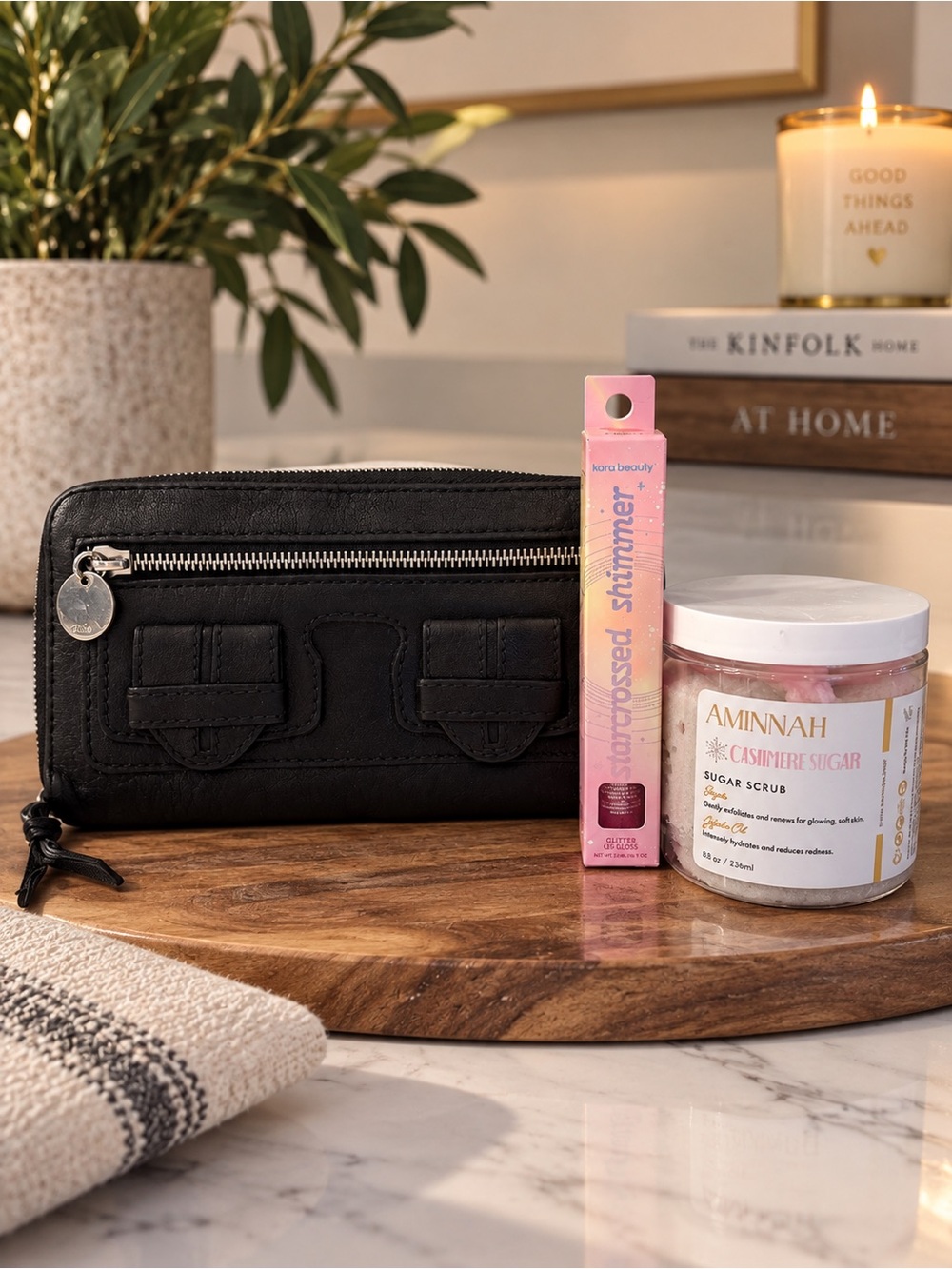 Chloe Paddington Leather Zip Wallet, Aminnah Scrub & Starcrossed Lip Gloss